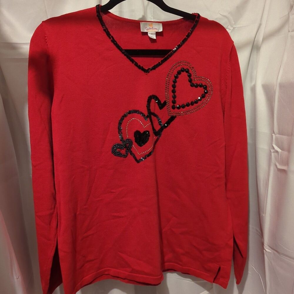 Quacker Factory Medium Sequin Hearts Red